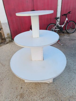 Expositor redondo madera blanco 3 niveles