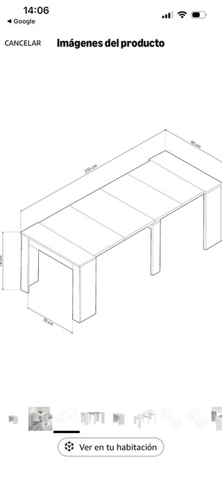 Mesa consola extensible blanca brillo