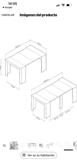 Mesa consola extensible blanca brillo