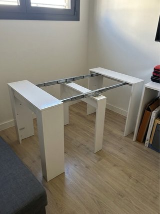 Mesa consola extensible blanca brillo