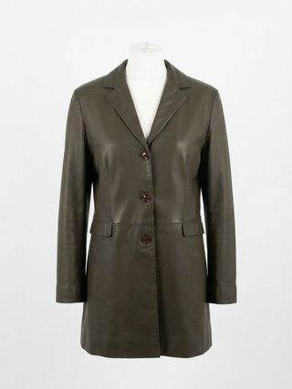Cazadora piel verde oliva
