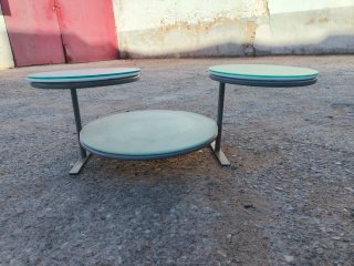 Mesa expositora redonda cristal o blanca