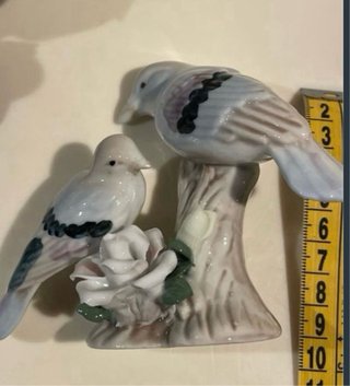 Statuette porcellana uccellini e fiori