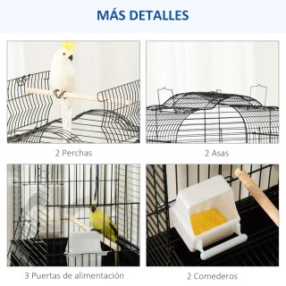 Jaula para pájaros soporte y ruedas bandeja aves