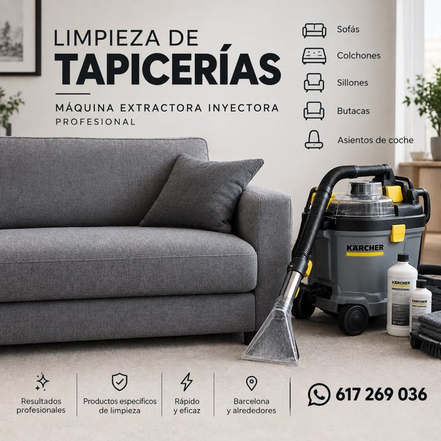 Limpieza de tapicerías a domicilio en Barcelona