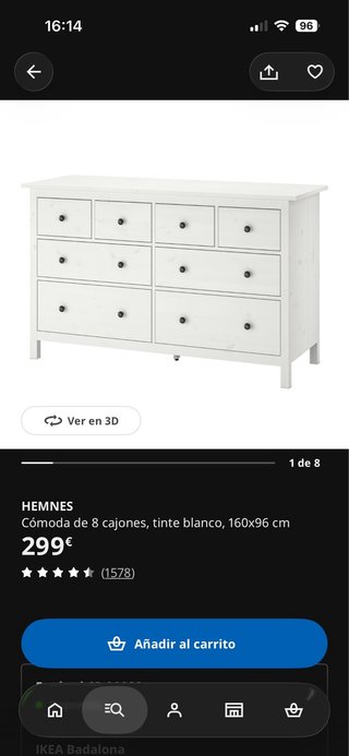 Cómoda blanca de madera