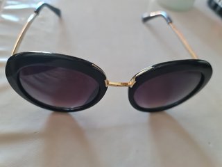 Gafas de sol mujer retro moda negro dorado