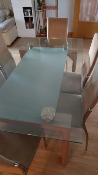 Juego Comedor 6 Puestos Cristal