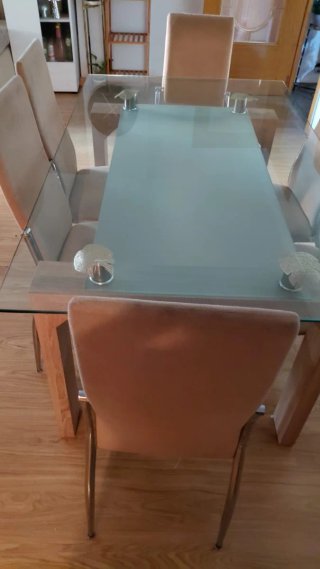 Juego Comedor 6 Puestos Cristal