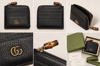 Portafoglio Gucci in pelle nera GG Bamboo
