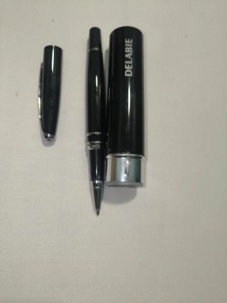 Bolígrafo Rollerball Negro y Plata DELABIE