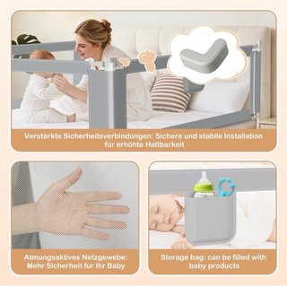 Barrera de cama para matrimonio gris