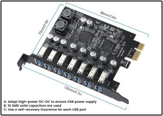 Scheda espansione 7 porte USB 3.2 PCI-E