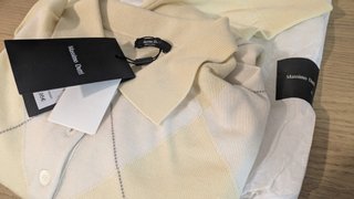 Jersey polo Massimo Dutti rombos vainilla/blanco