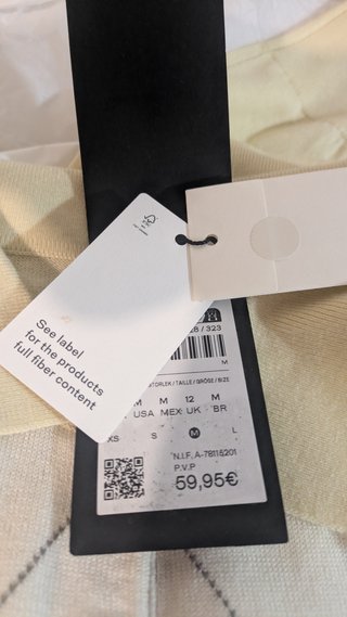 Jersey polo Massimo Dutti rombos vainilla/blanco