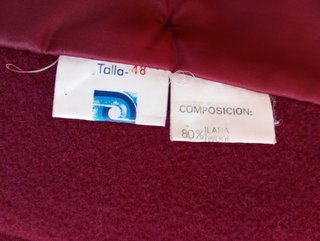 Abrigo chaquetón marinero burdeos talla L 80% Lana