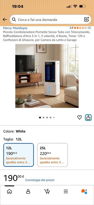 Rinfrescatore Aria 25L Condizionatore Portatile