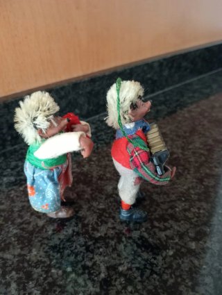 Pareja muñecos erizo vintage Mecki años 50