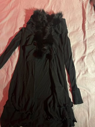 Chaqueta punto negra cuello pelo