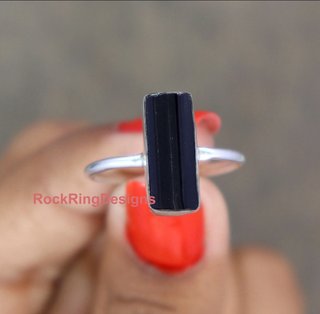 Anillo Plata y Turmalina Negra talla 18