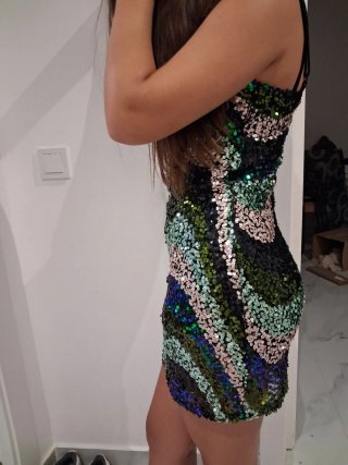 Vestido lentejuelas fiesta corto