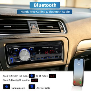 RADIO COCHE 1 DIN BLUETOOTH FM USB SD AUX ELECPOD