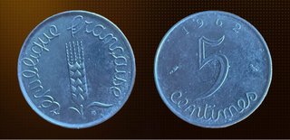 Moneda 5 céntimos Francia 1962