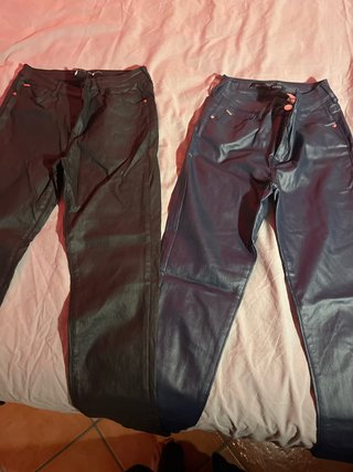 Tiffosi Pantalones Efecto Piel Negro y Azul