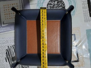 Svuotatasche in pelle sintetica blu e marrone