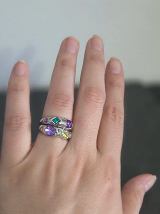 Dúo Anillos Rainbow Ajustables Strass Multicolor