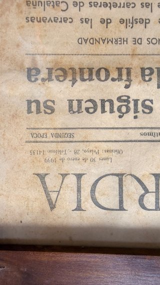 La Vanguardia 1939 Guerra Civil Original