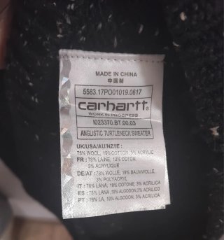 Maglione Carhartt Nero Dolcevita Taglia M