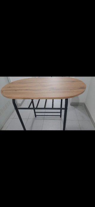 Mesa de terraza redonda madera y metal
