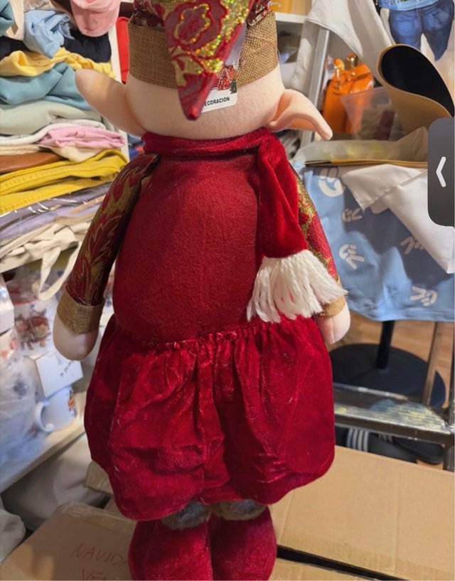 Elfa Navideña Pata Larga Roja y Dorada