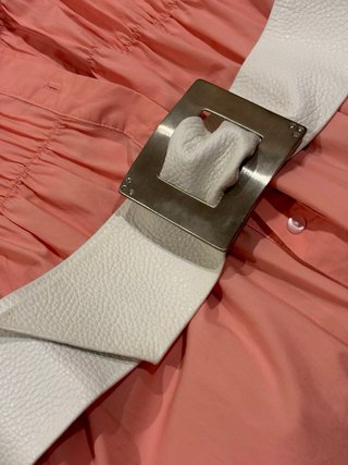 CINTURON PIEL. BLANCO. NUEVO. 105cm