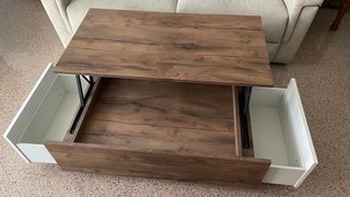 Mesa baja salón madera y blanco