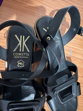 Sandalias Conxetta Piel Negras Talla 37