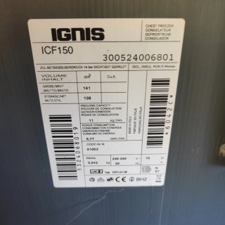 Arcón Congelador IGNIS 138L