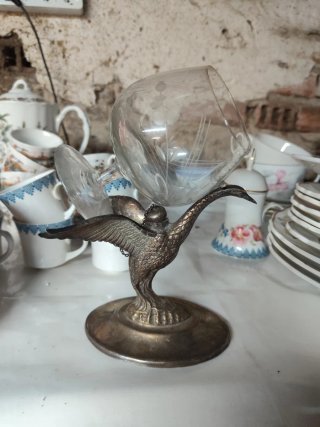 Calienta copas de coñac de metal y cristal
