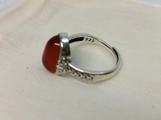 Anillo Plata Piedra Roja Ovalada
