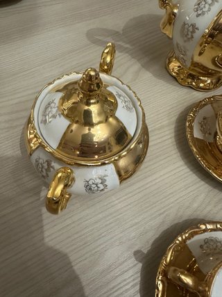 Servizio Caffe Vintage Porcellana Oro Bianco