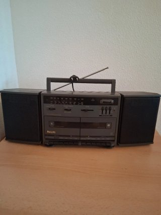 Radio Cassette Philips Vintage Gris