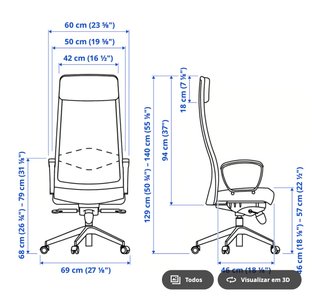 Silla de oficina Ikea gris con ruedas