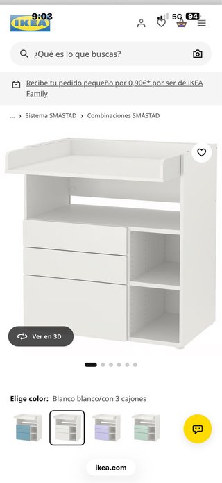 Cambiador IKEA SMÅSTAD blanco