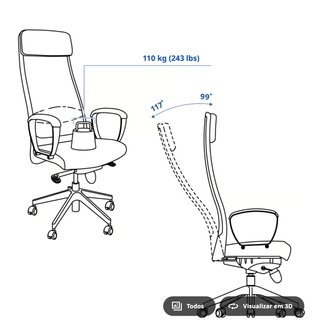 Silla de oficina gris oscuro Ikea con ruedas