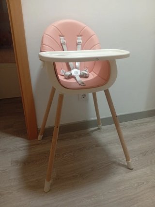 Trona evolutiva nórdica rosa y madera