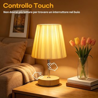 Abat-Jour touch tessuro plissettato dimmer vintage