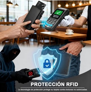 Cartera Tarjetero Hombre Cuero RFID NUEVA