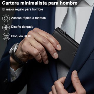 Cartera Tarjetero Hombre Cuero RFID NUEVA