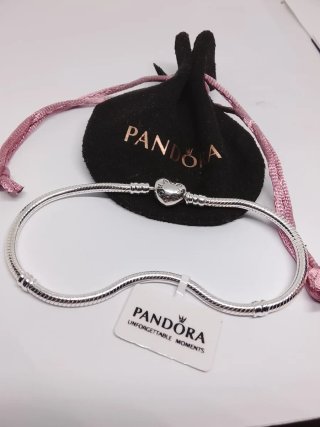 Pulsera Pandora Cierre Corazón Plata 21cm
